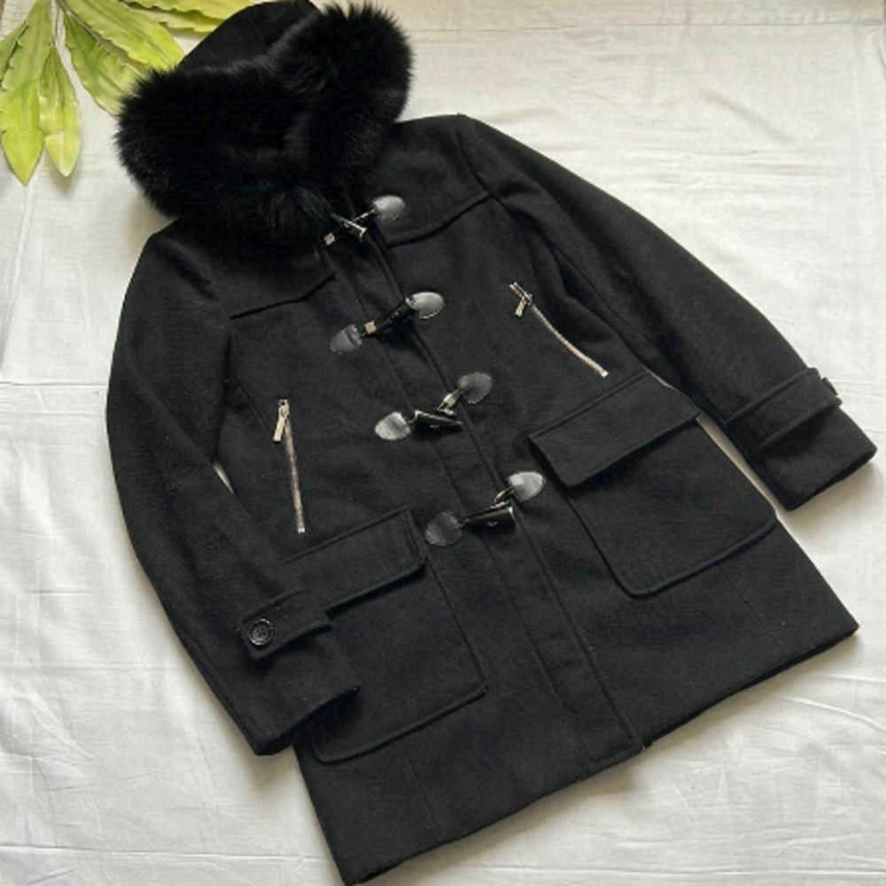 MICHAEL Kors Real Fox Fur Hooded Cashmere/Wool Duffle Coat